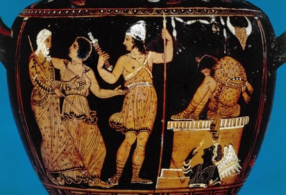 Eneu, grio, Peribeia e Diomedes / cena
