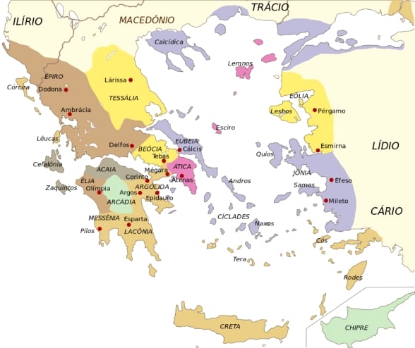 Distribuio dos dialetos gregos