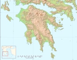 Mapa fsico do Peloponeso