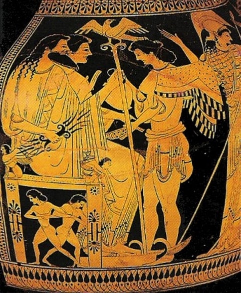 Zeus, Hera, ris e Atena / detalhe da cena A